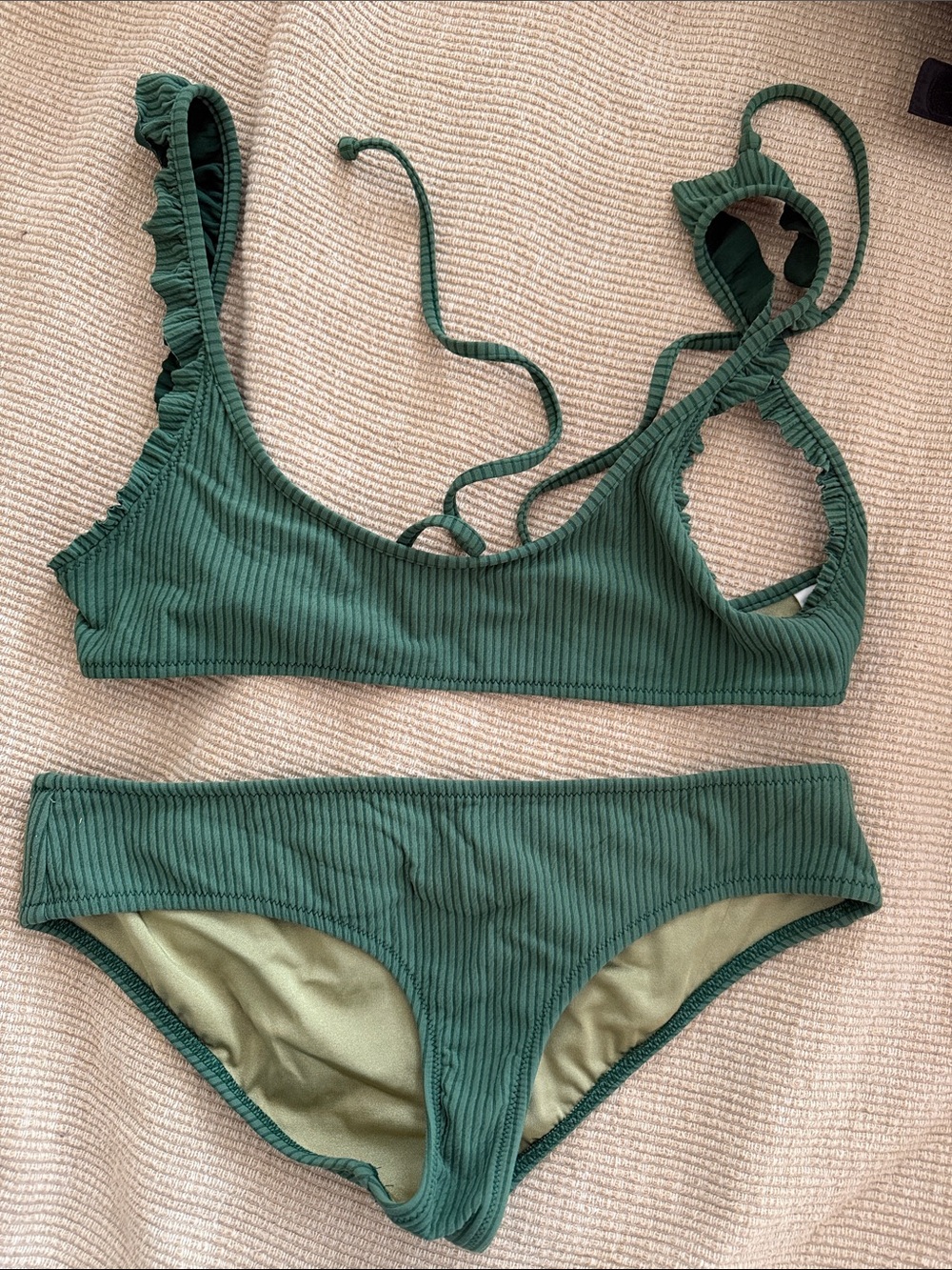 Ribbed Forest Green Bikini Set – Women Swim